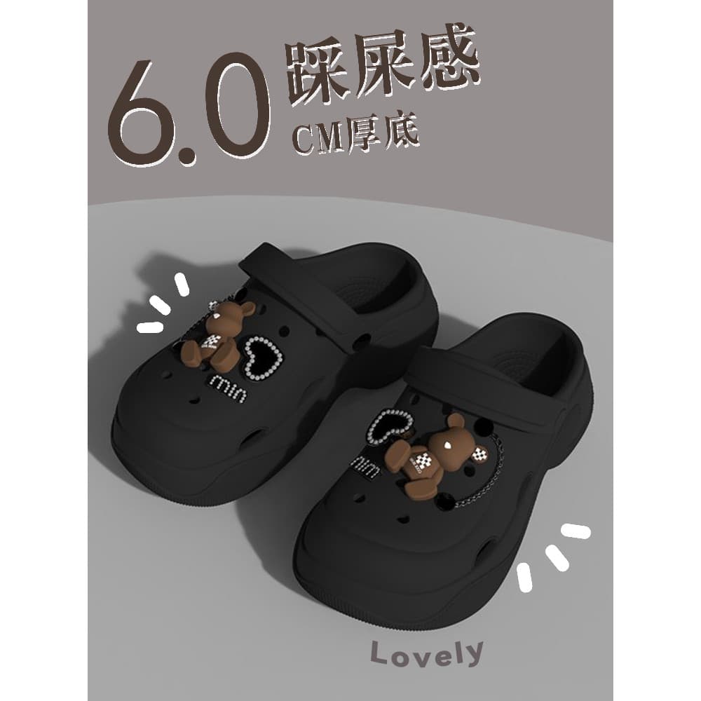 DIY urso de sola grossa buraco sapatos femininos verão exterior usar novo estilo Anti-deslizamento sapatos de praia eva