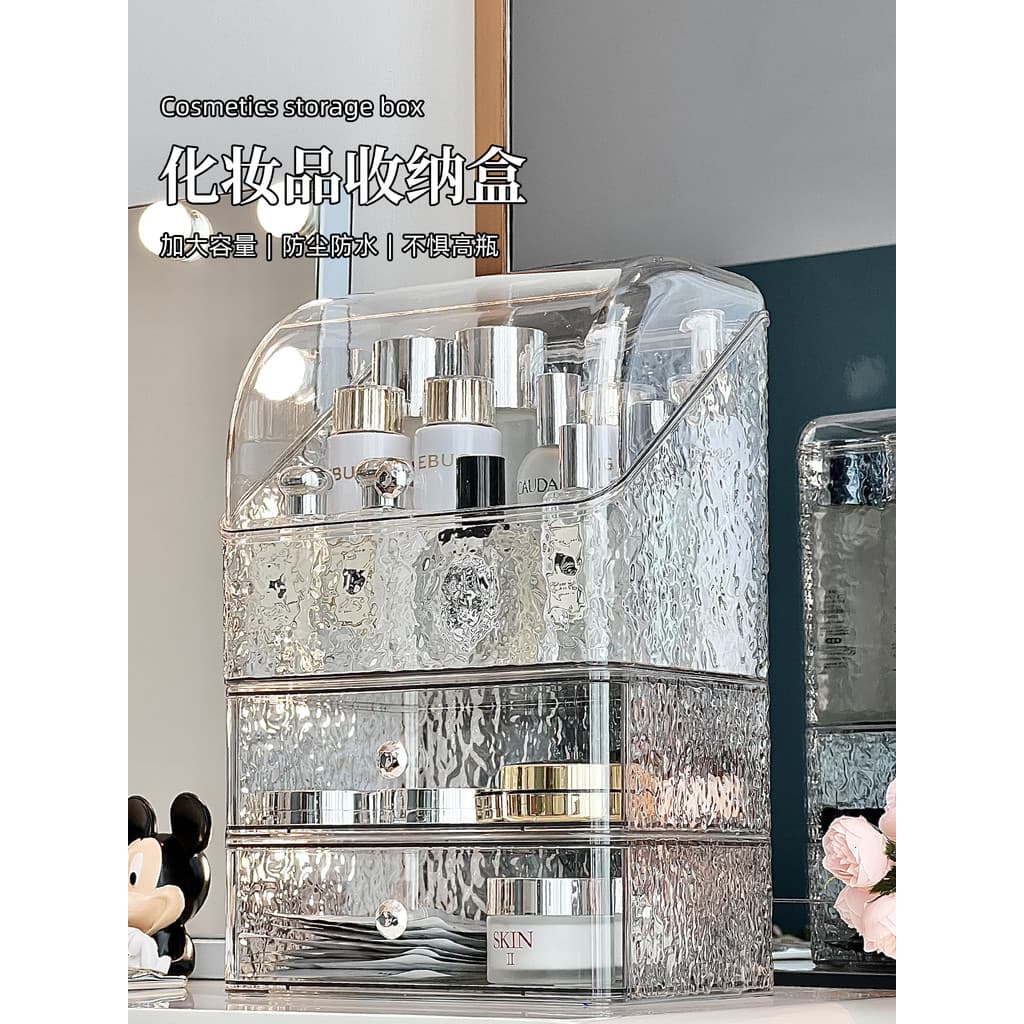 Caixa de armazenamento de cosméticos transparente acrílico Desktop cômoda grande capacidade batom produtos de cuidados c