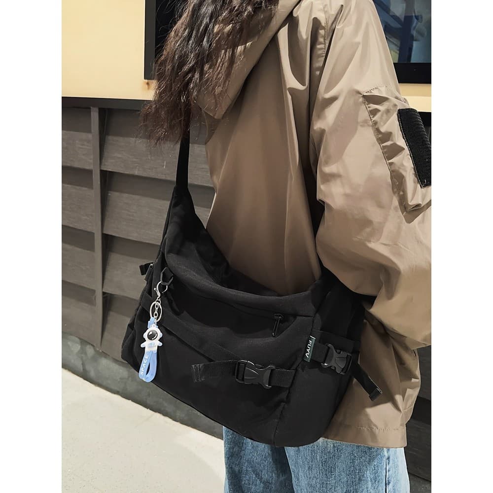 Bolsa mensageiro japonesa de cor sólida feminina, grande capacidade, estilo Hong Kong, ferramentas, bolsa mensageiro, cl