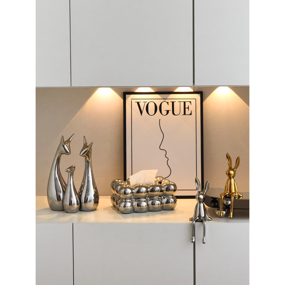 Luz moderna luxo casa sala de estar galvanoplastia coelho de orelhas compridas armário de TV decoração de mesa armário d
