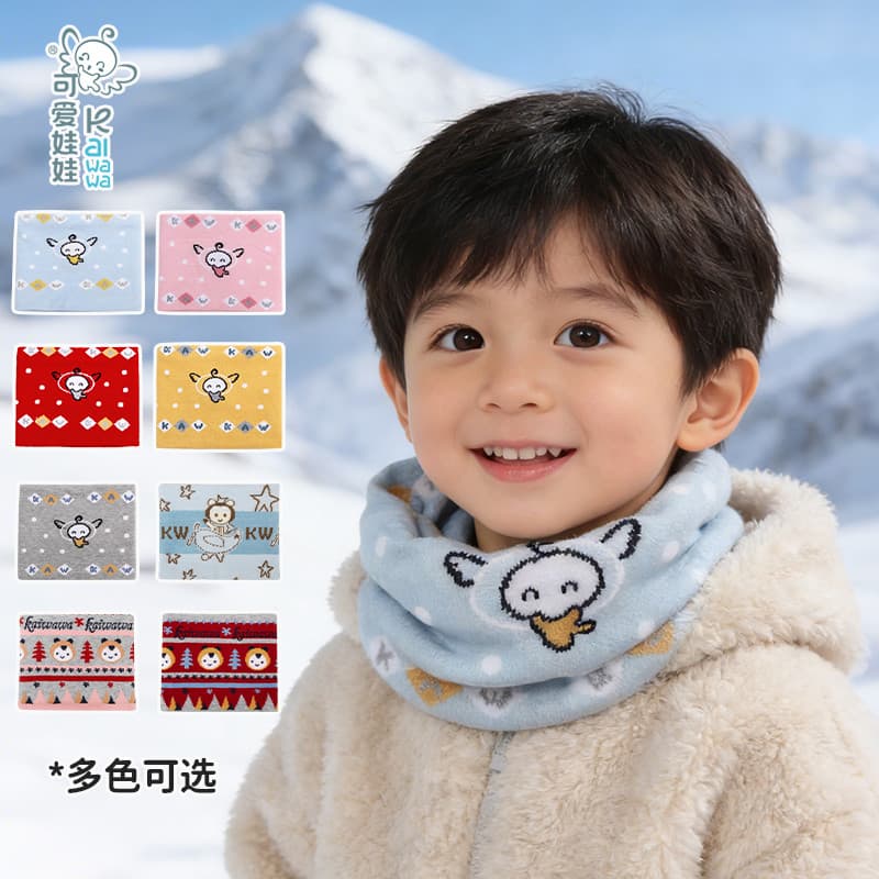 Boneca fofa inverno crianças velo-lenço quente bebê dupla camada pulôver cachecol masculino feminino crianças frio @