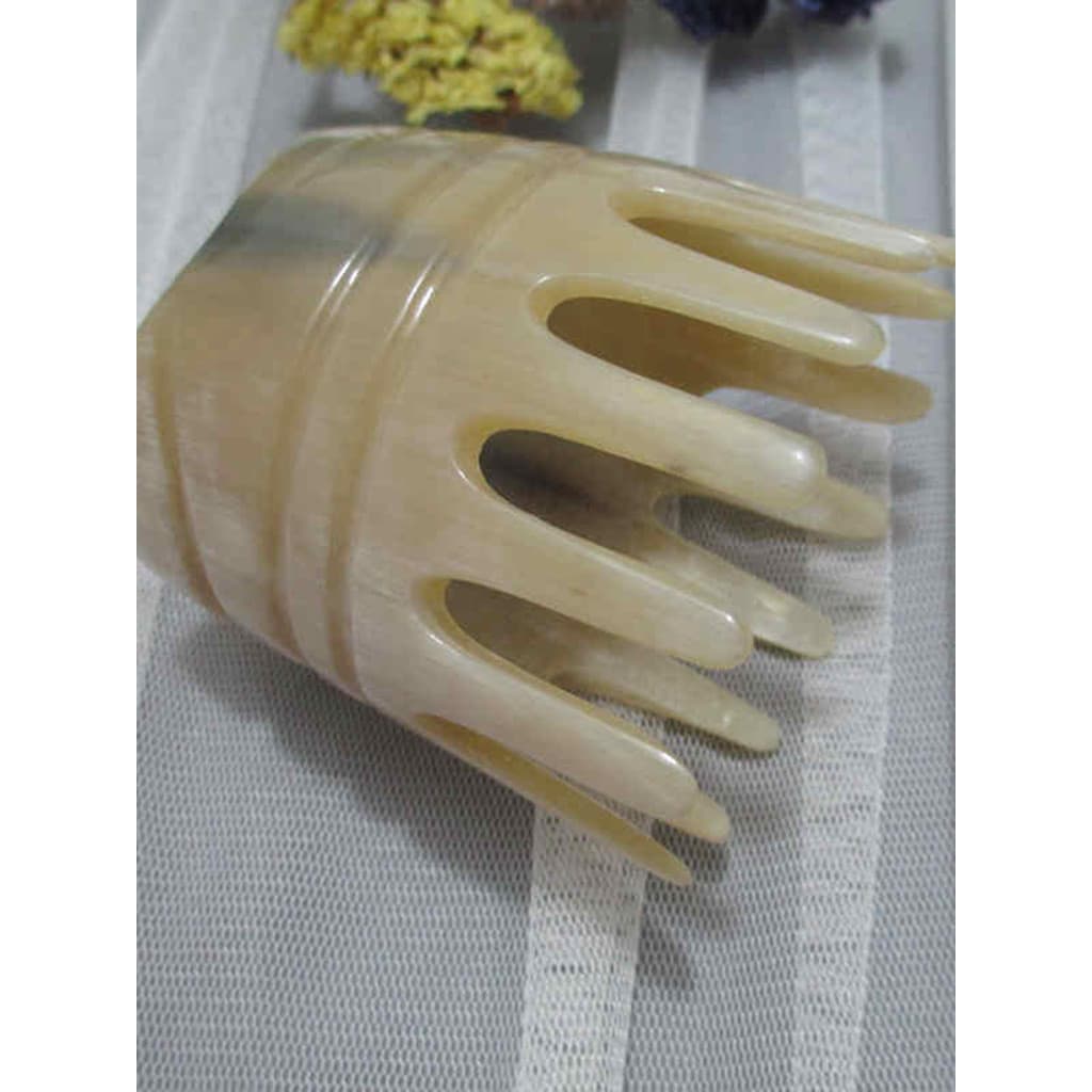Pente de chifre cilíndrico Natural genuíno Shampoo pente cabeça feminina meridiano massagem pente couro cabeludo cabeça