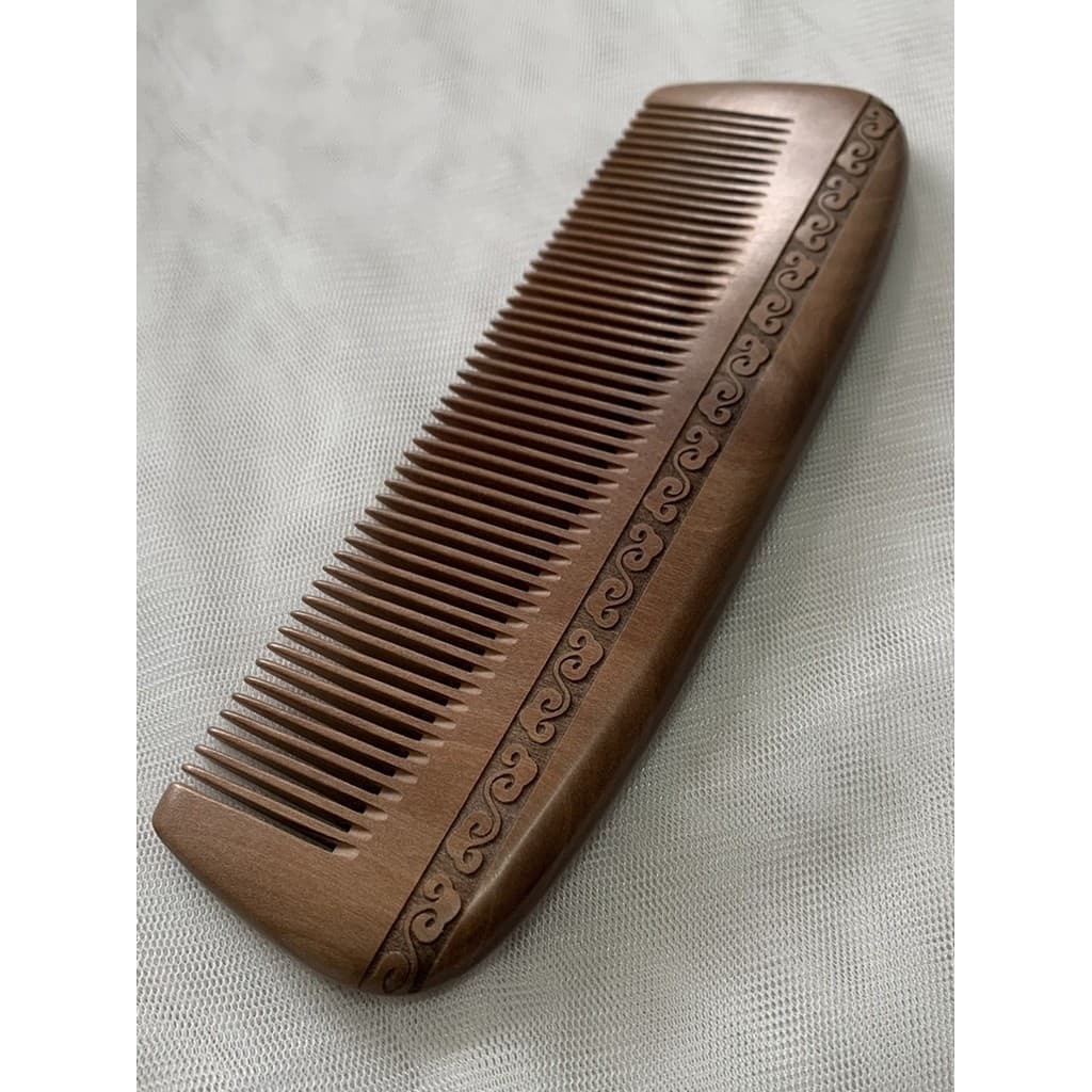 18cm genuíno Natural pêssego madeira pente feminino sândalo pente massagem anti-perda de cabelo anti-estático laca domés