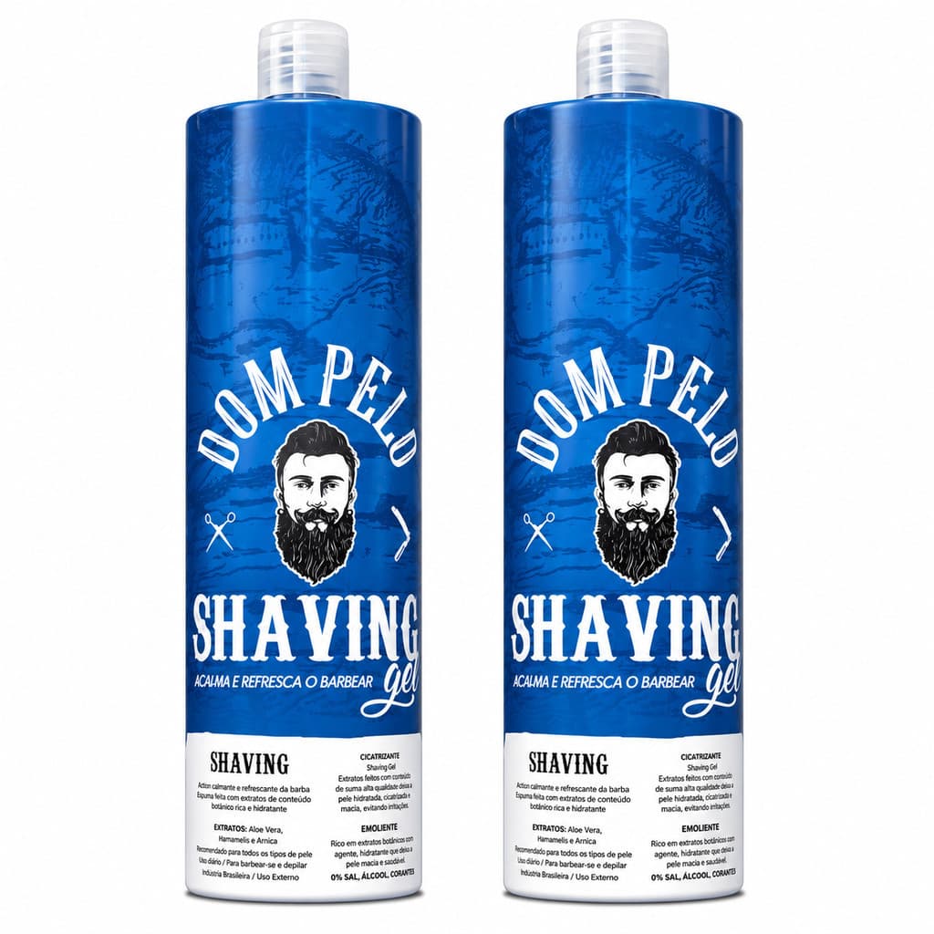 Kit 2 Shaving Gel Dom Pelo 1kg Profissional - Barba Suave Sem Irritações - Envio Imediato