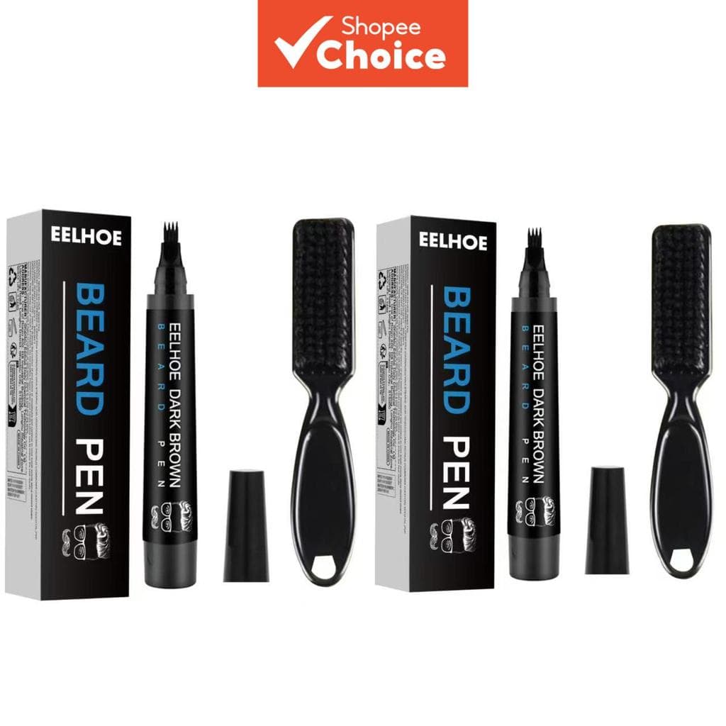 Lápis Preenchedor de Barba Black Beard para Homens (2 Unidades), Caneta Preenchedora de Longa Duração com Pincel, Kit de