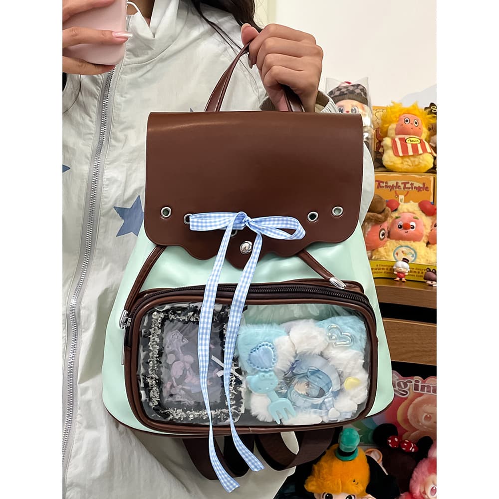 Cordão doce mochila contraste cor japonês Bar Chirp saco de dor bidimensional Casual saco de escola ins estudante Mori m