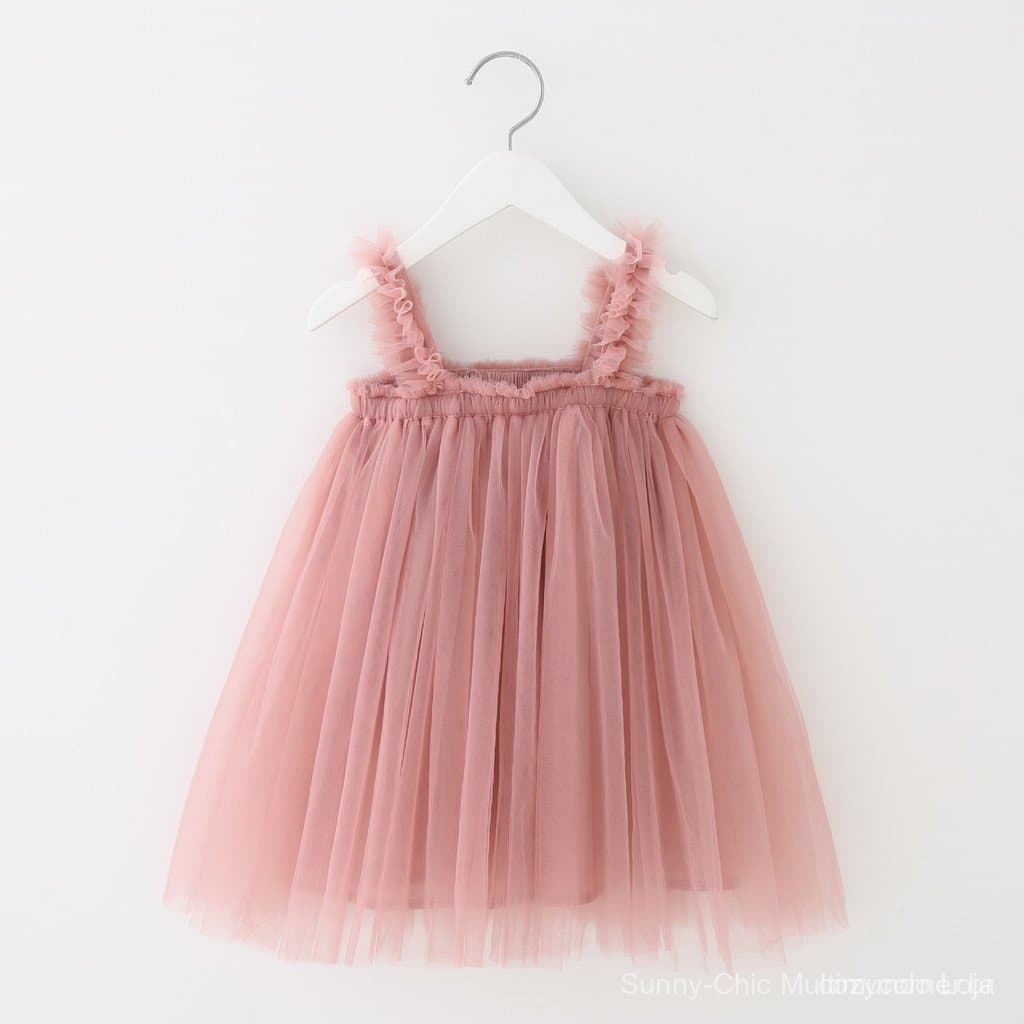 Vestido de gaze tipo estilingue para meninas, vestido de gaze infantil vestido de princesa