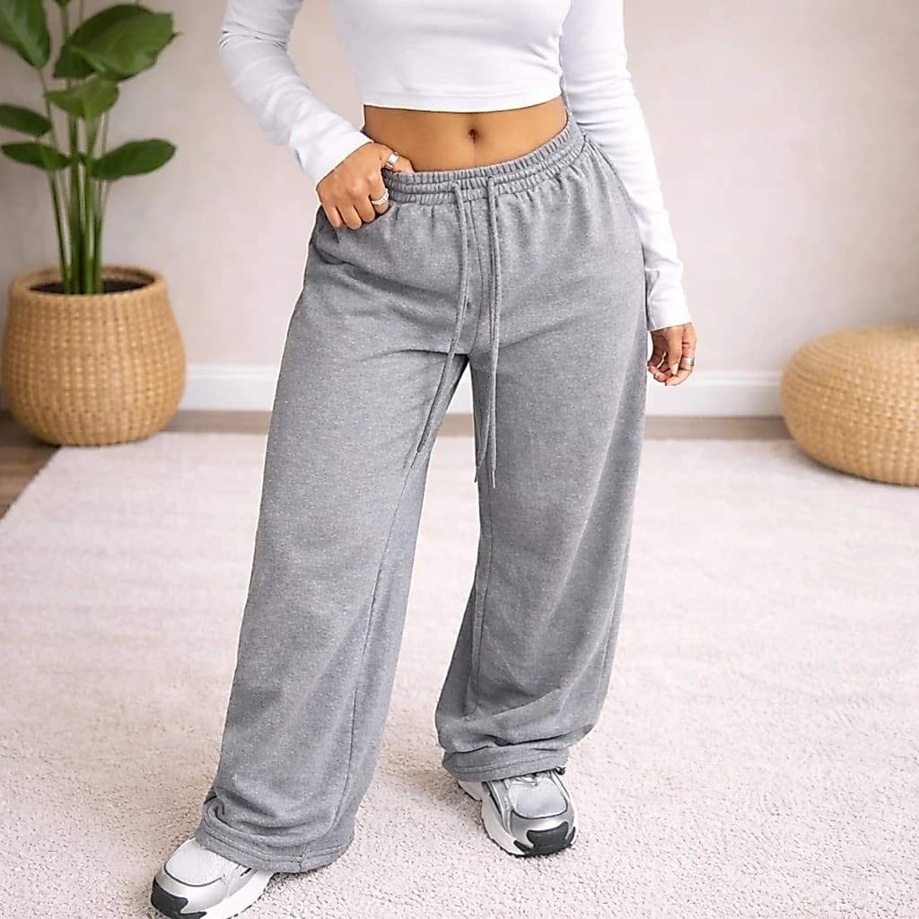 Calça Unissex Baggy de Moletom Streetwear Exclusiva clean HipHop premium Wide Leg Confortável Básica Lisa Wide leg