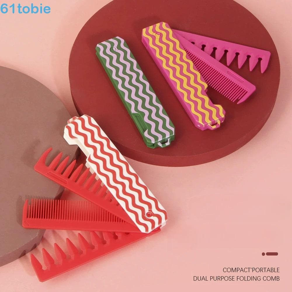 Pente De Cabeça De Óleo Masculino TOBIE , Escova De Cabelo De Dente Largo Dobrável Portátil , Pentes De Barba De Bolso M