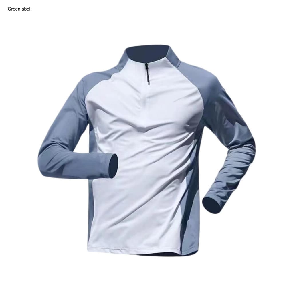 Breathable Sportwear Stand-up Collar Running Top Men's Summer Sports T-shirt Half Zipper Stand Long Sleeve Fitness Train