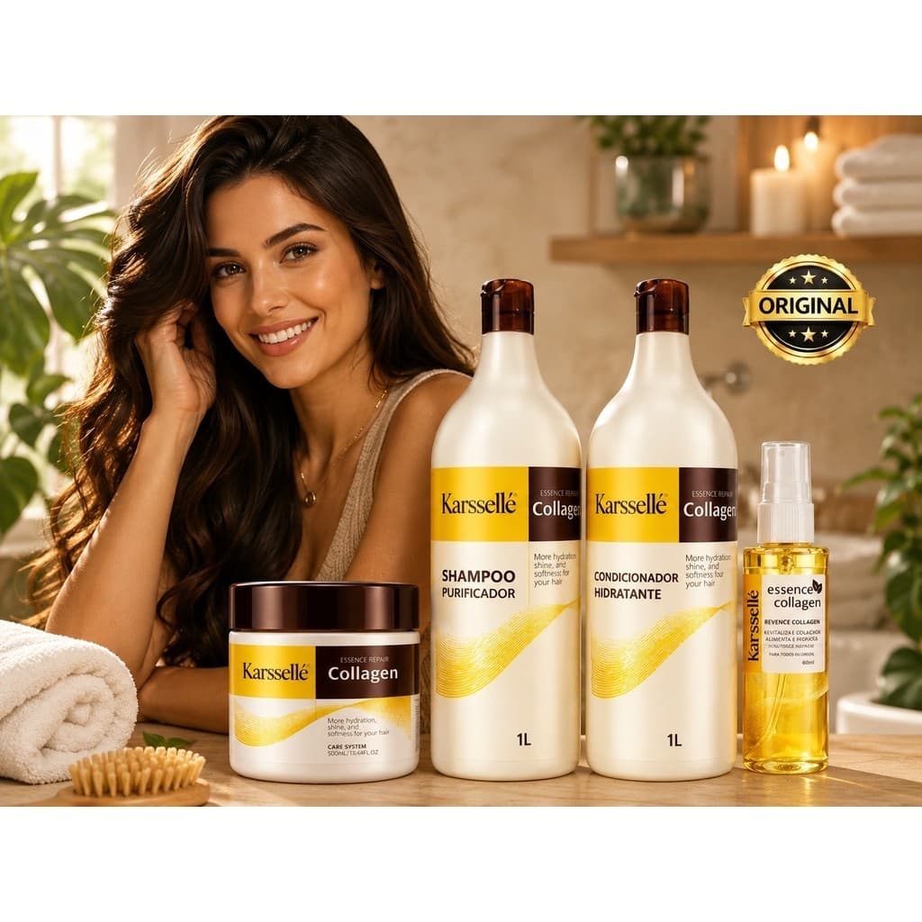 Kit Completo Karssellé – Shampoo 1L + Condicionador 1L + Máscara 500ml + Óleo 60ml