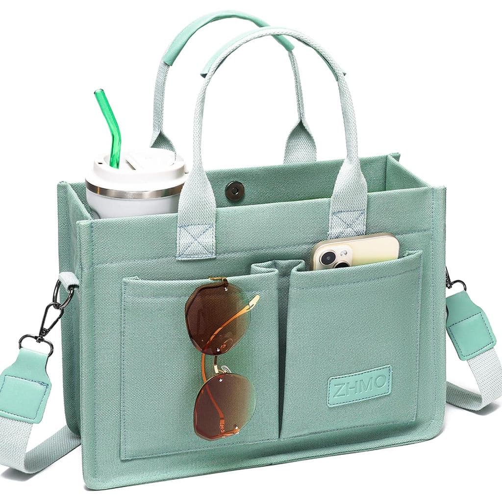 Bolsa de Lona Feminina ZHMO, Bolsa Transversal Feminina, Bolsa para Laptop, Grande com Compartimento para Carteira