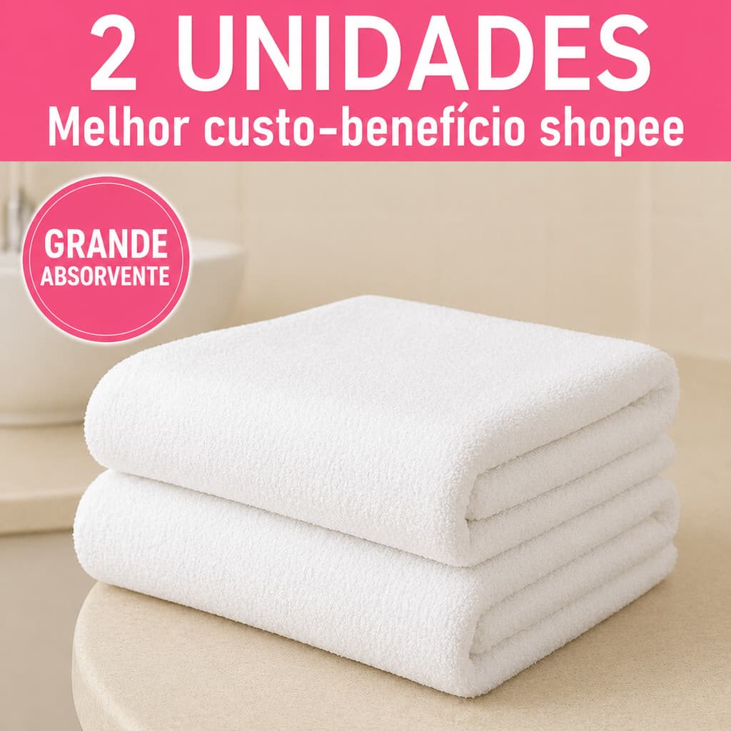 kit 2 Pano de Chão Branco Grande 58x38cm Alta Absorção Limpeza Pesada pano absorvente pronta entrega frete grátis