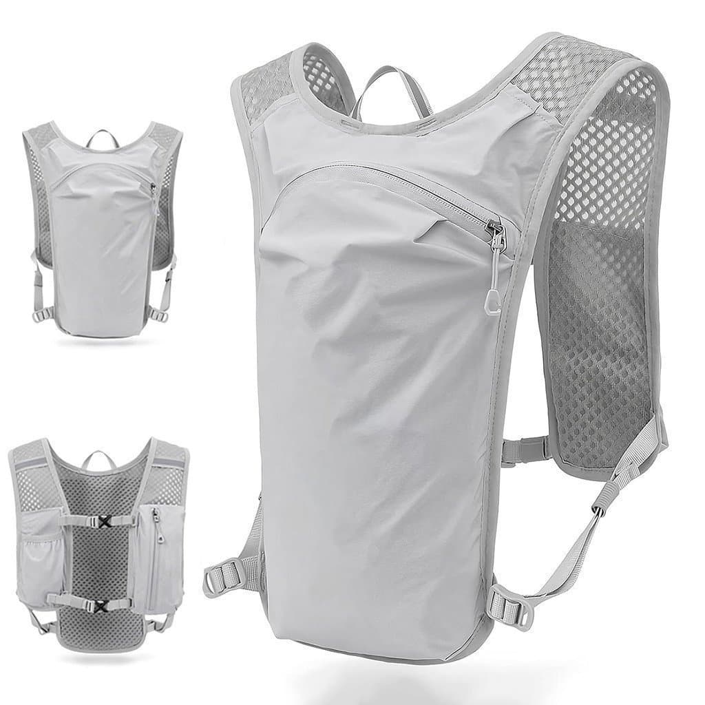 Mochila de hidratação ultraleve para corrida com malha respirável para caminhadas, ciclismo e atividades ao ar livre.