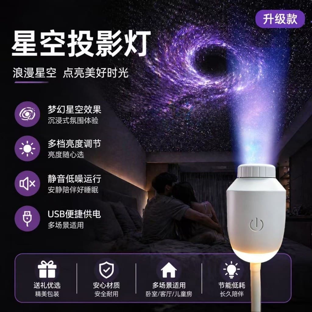 Panorâmica céu estrelado planeta luz de projeção efeito sombra quarto dormitório decoração romântica criativa luz da noi
