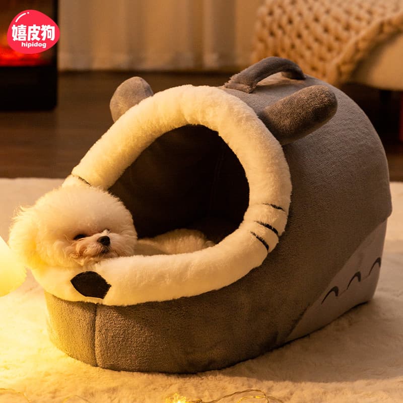 Canil inverno quente Semi-fechado casa de cachorro pequeno cão Teddy Bichon casa de cachorro inverno cama de cachorro su