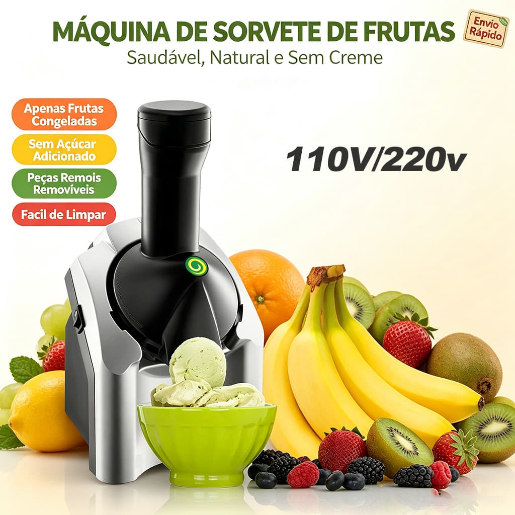 Máquina De Sorvete Vegano Caseiro 110/220v Sorveteira Cremoso Sorvete Natural Da Fruta