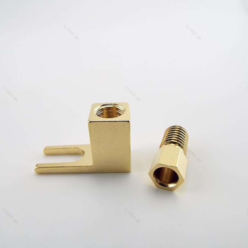 Conector De Plugue Banana De 4mm , Garfo Em Y , Adaptador De Áudio De Ângulo Reto , Parafuso Banhado A Ouro , Peças Sem