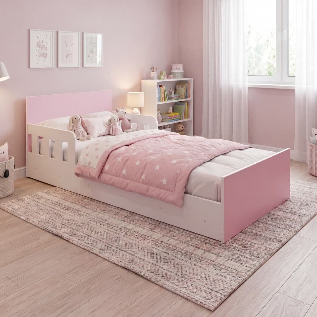 Cama Montessoriana Infantil Criança Berço Unisex Branco Azul Rosa