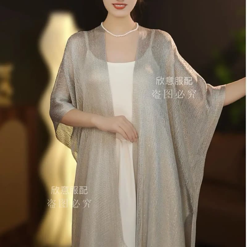 Verão 2026 novo estilo borla brilhante seda protetor solar xale moda All-Match moda manto viagem foto exterior Cardigan