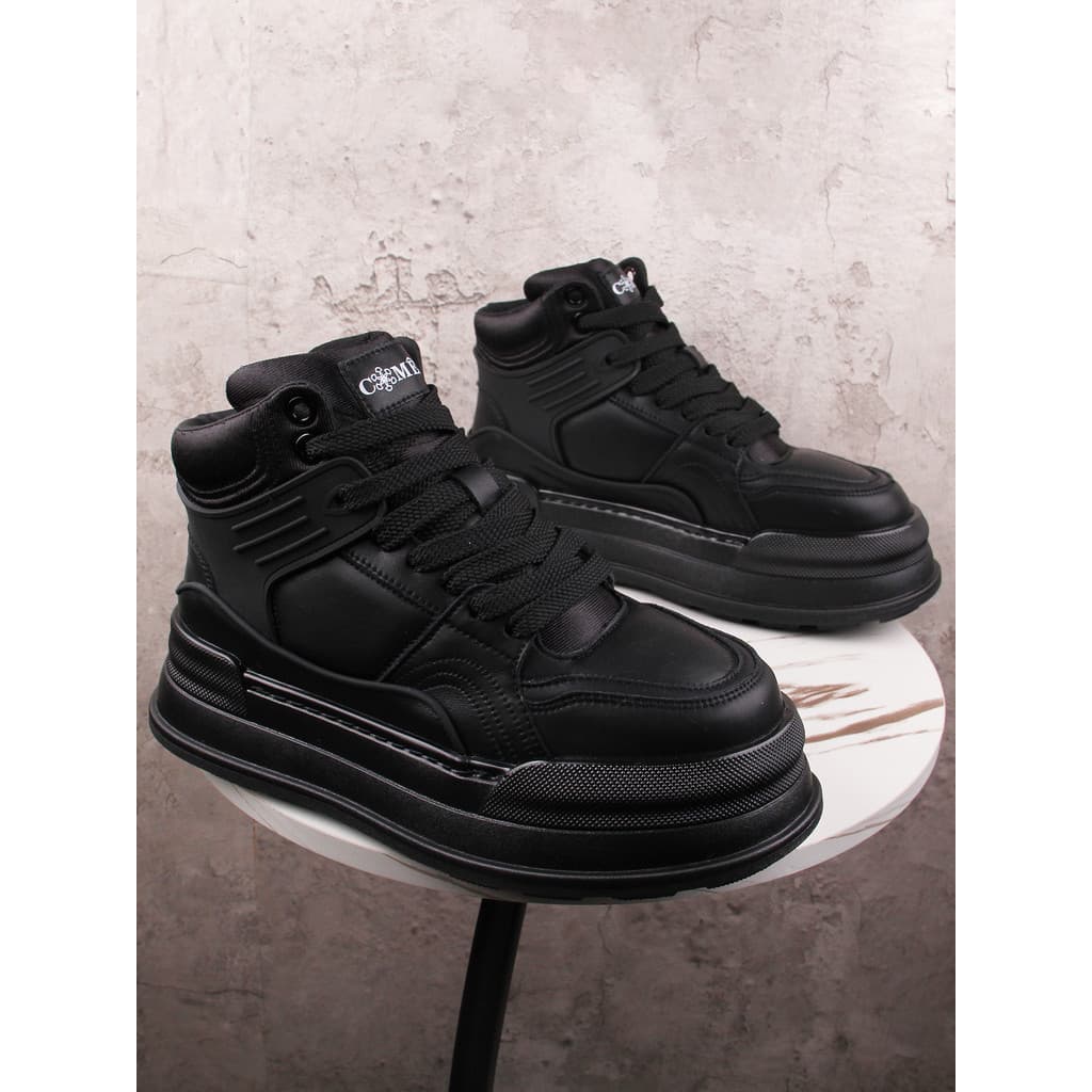 Preto de sola grossa tênis de alta qualidade masculino inverno sapatos casuais moda All-Match sapatos esportivos sapatos