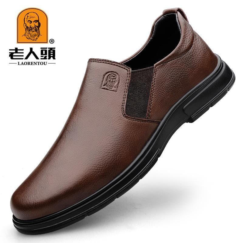 Sapatos de couro cabeludo para idosos masculinos de couro genuíno outono novo estilo respirável negócios diário Casual m