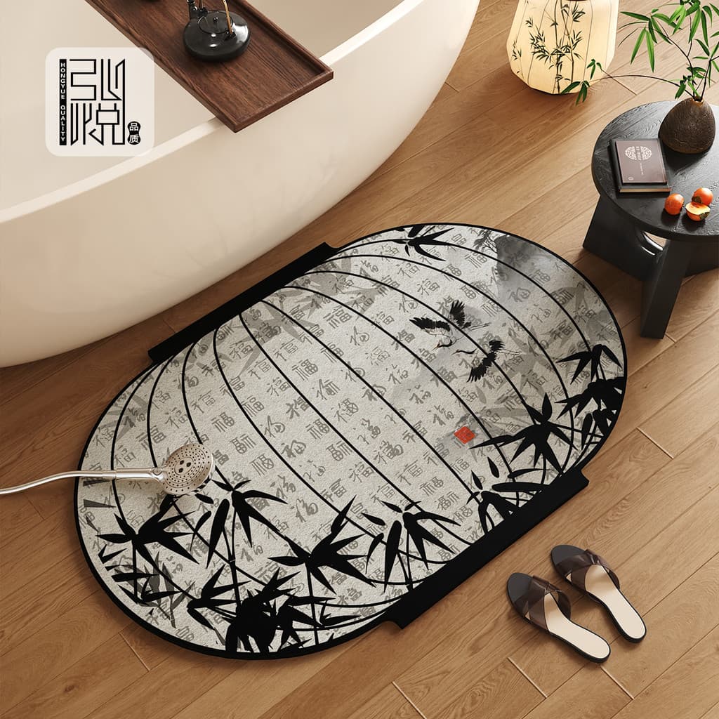 2026 novo estilo novo estilo chinês lanterna forma banheiro absorvente esteira toalete antiderrapante pé tapete de mesa