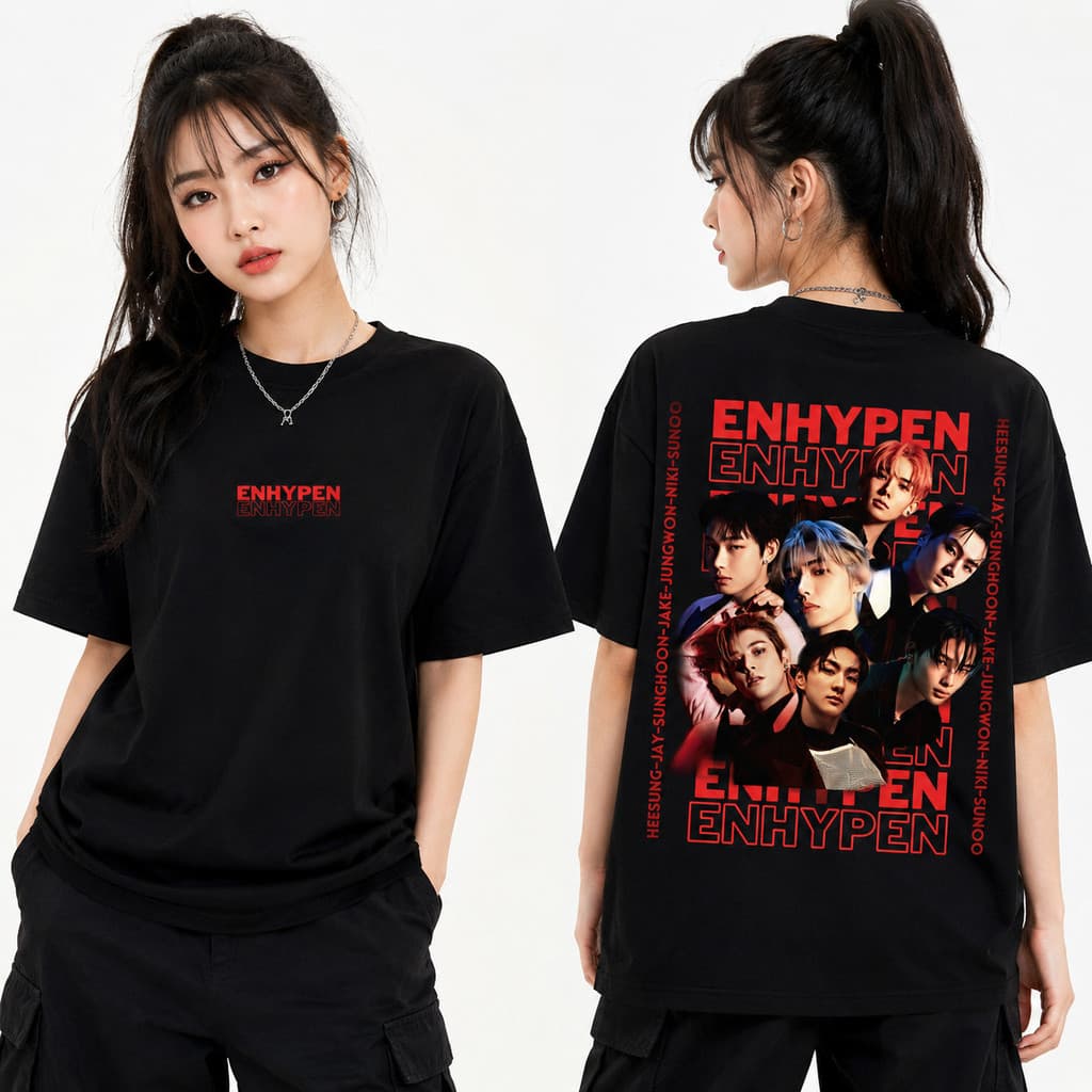 Camiseta Enhypen Algodão Estampa Frente Costas Kpop