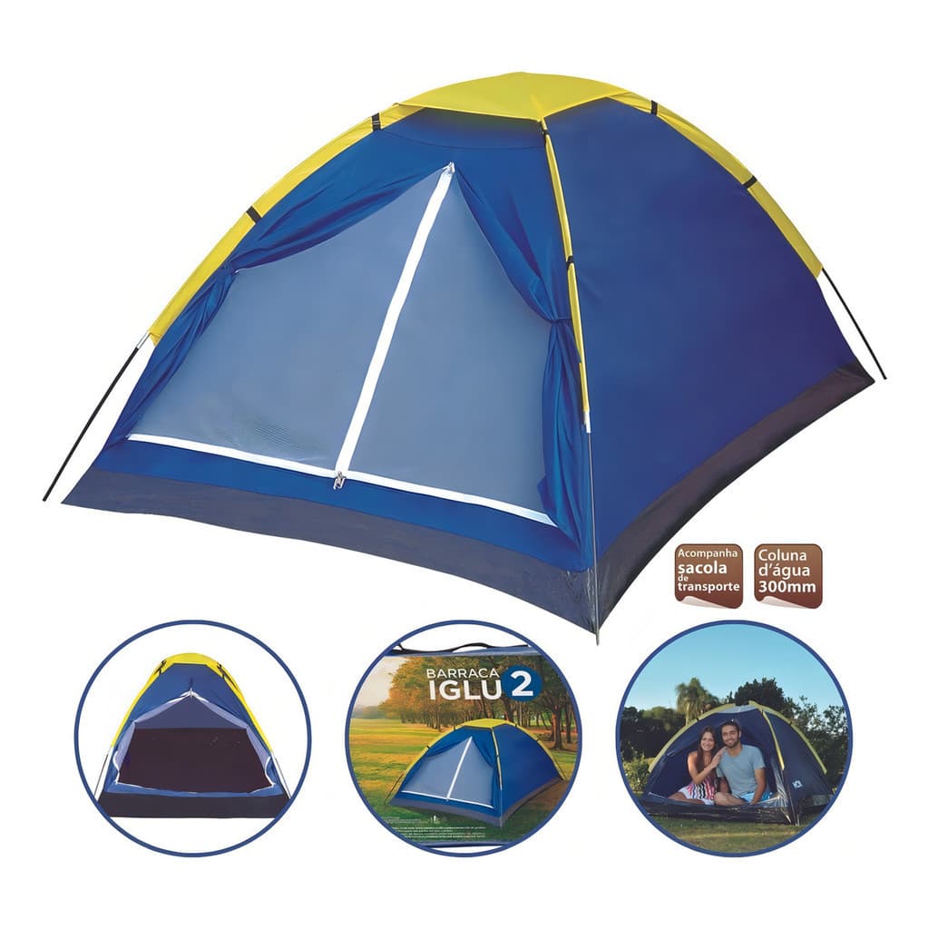 Barraca Camping Iglu Para 2 Pessoas Azul - Mor - Alta Durabilidade, Flexibilidade e Resistencia