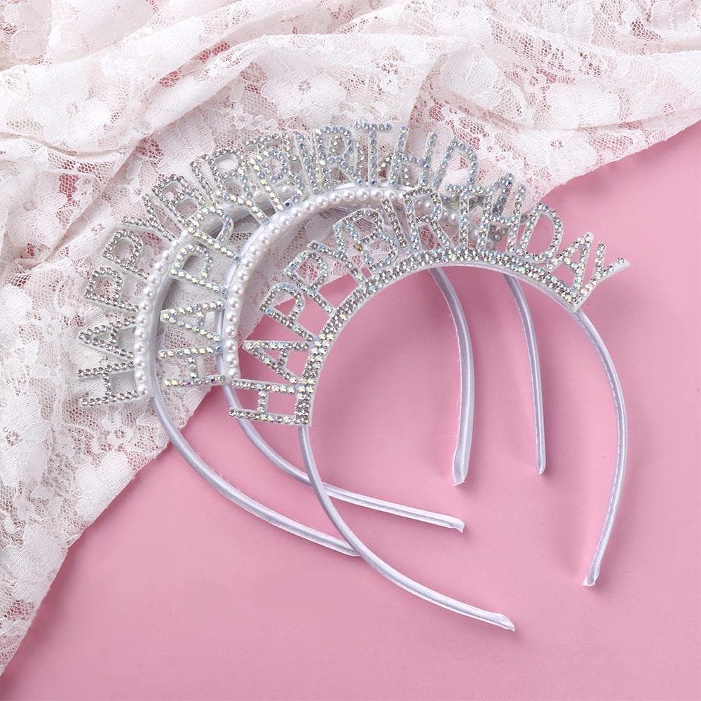 Feliz Aniversário Faixa De Cabeça Mulher Simples Pérola Rainha De Decoração Em Liga Hair Hoop