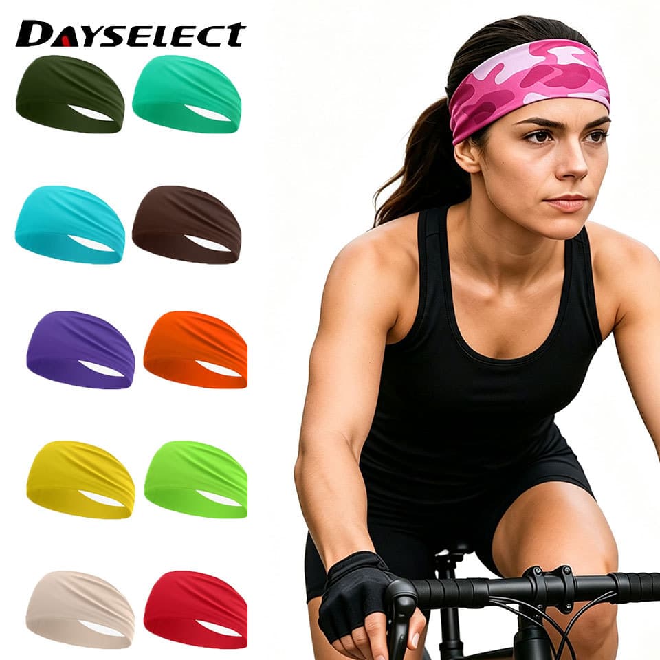 DAYSELECT 1 Peça Esportiva Fitness Faixa Larga Seda Gelo Estiramento Yoga Corrida De Cabelo De Cor Sólida