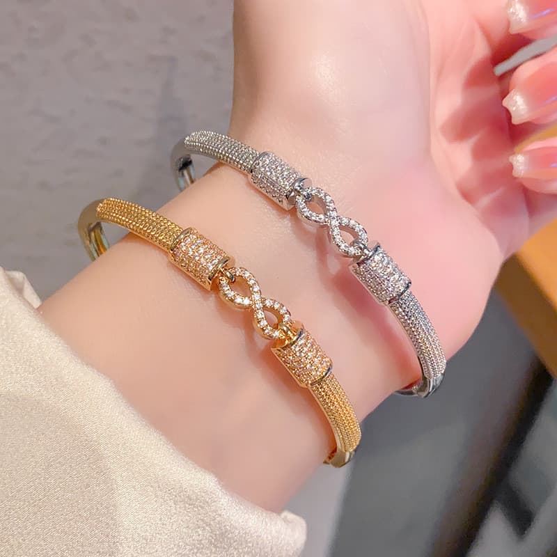 Pulseira requintada para mulheres, totalmente em diamante, pulseira estrela completa 18K