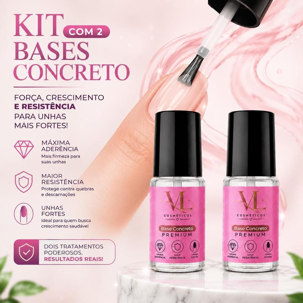 KIT ESPECIAL PARA UNHAS - 2 BASE CONCRETO PREMIUM VL - LANÇAMENTO