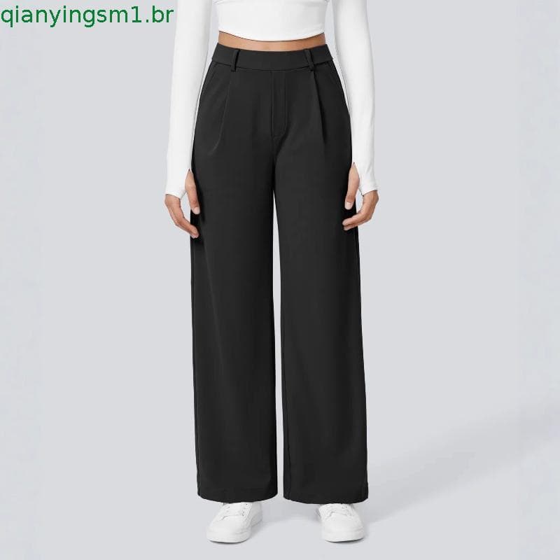 Business Women Pants Stretchable Trousers Women’s High Waist Wide Leg Wrinkle-resistant with Side Pockets Perfect for