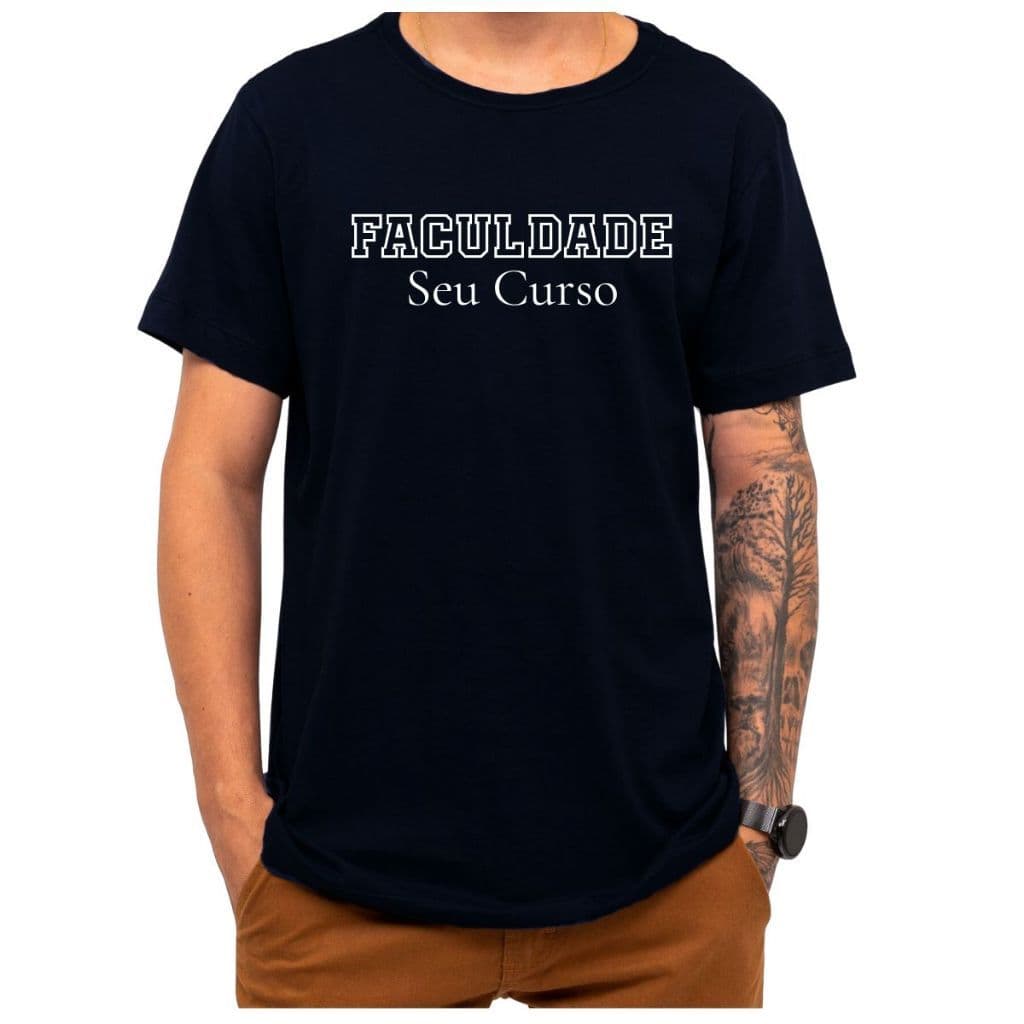 Camiseta Personalizada Sua Faculdade Seu Curso Coloque Sua Logo ou Sua Arte