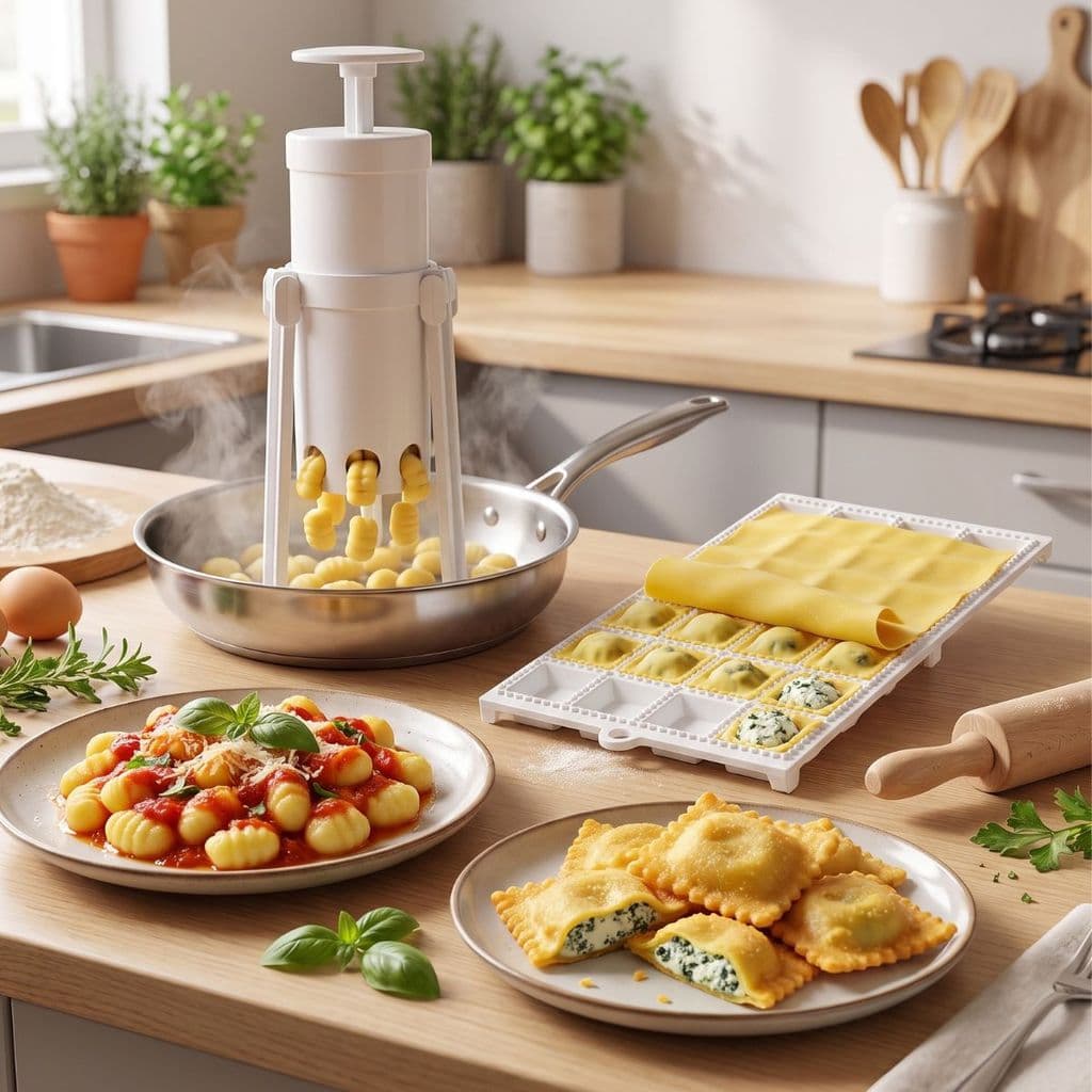 Kit Massas Artesanais Completo – Nhoqueira Com Tripé + Forma De Ravioli 24 Cavidades