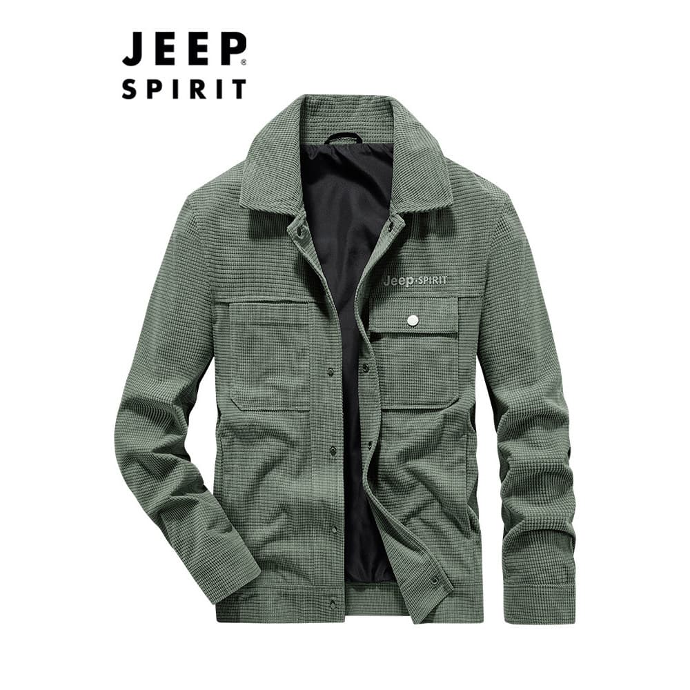 JEEP SPIRIT Jaqueta de veludo masculina lapela jaqueta Cargo listrada militar viagem solta tamanho grande Top Casual