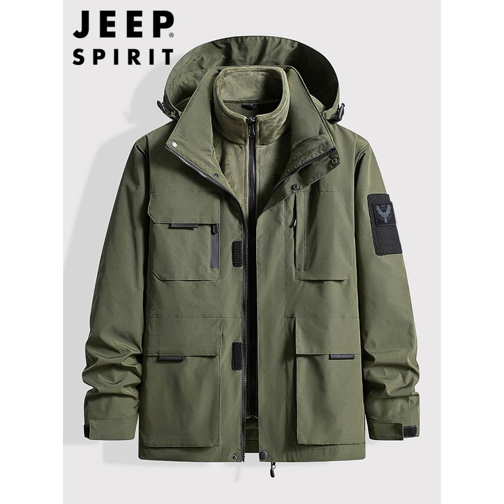 Jaqueta masculina três em um JEEP SPIRIT com forro removível à prova de vento e à prova d'água para esqui e viagem