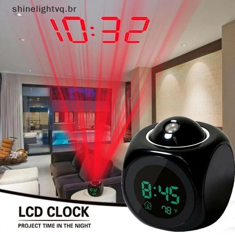 [shin] 1Pc Alarme De Projeção Clo Display De Teto Mesa Snooze Voz Multifuncional Digital Temperatura BR