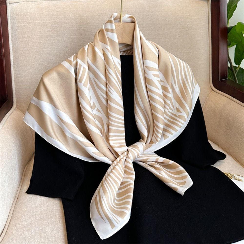 Lenço de Seda Listrado LYNDON, Novo Design Elegante para Mulheres, Xale Quadrado Macio de Luxo, Hijab RHJF
