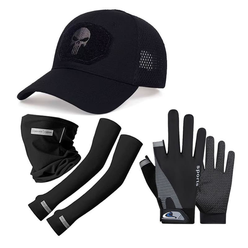 Pesca 4 Pcs Conjunto De Proteção UV UPF50 + Boné + Mangas De Braço De Refrigeração + Máscara Facial + Luvas De Respiráve