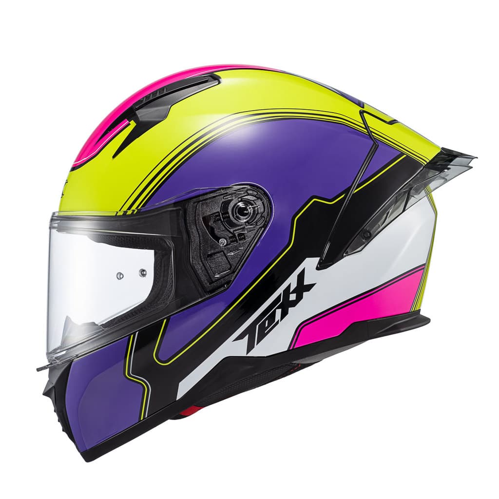 Capacete Fechado Texx Raptor Hornet Verde Roxo Branco Rosa Viseira Antirrisco