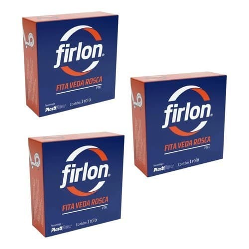 Kit 3 Fita Veda Rosca 18mm X 50 Metros Firlon Branco
