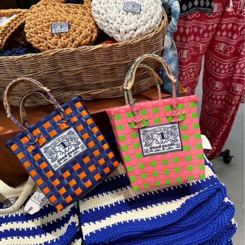 Verão novo estilo tailândia Chiang Mai influenciador elefante mesmo estilo colorido tecido cesta saco bolsa Casual xadre