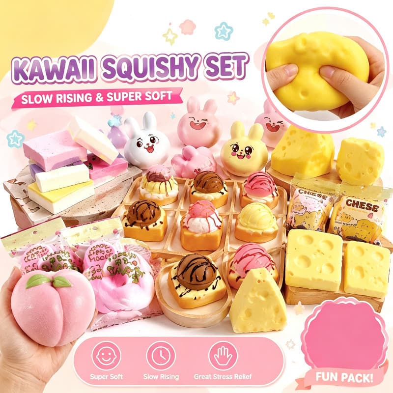 Kawaii Brinquedo Mole Multipack Animais Bonitos Pão E Queijo Macio Lento Subindo Squeeze Descompressão Ventilação Brinqu