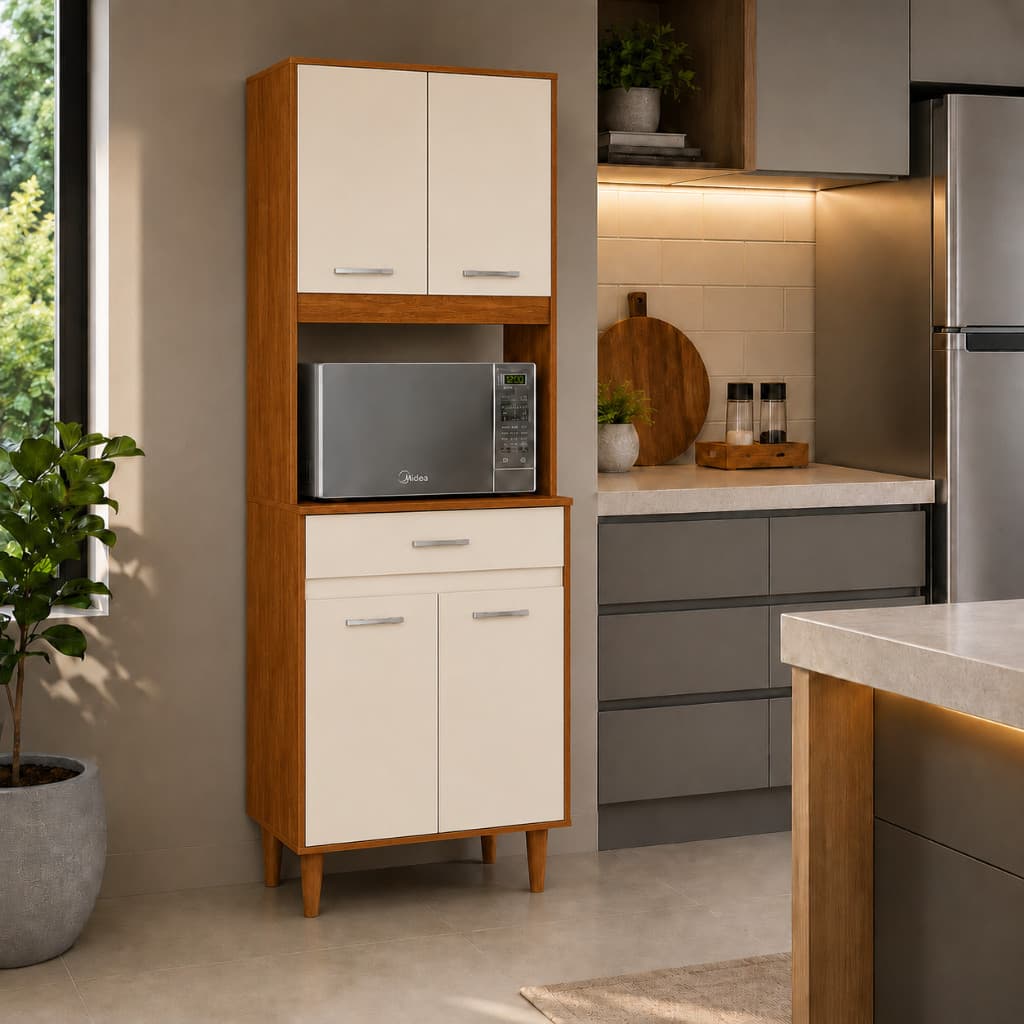 Cozinha Compacta Moderna com Balcão 4 Portas  1 Gaveta Nicho Móveis Bonatto