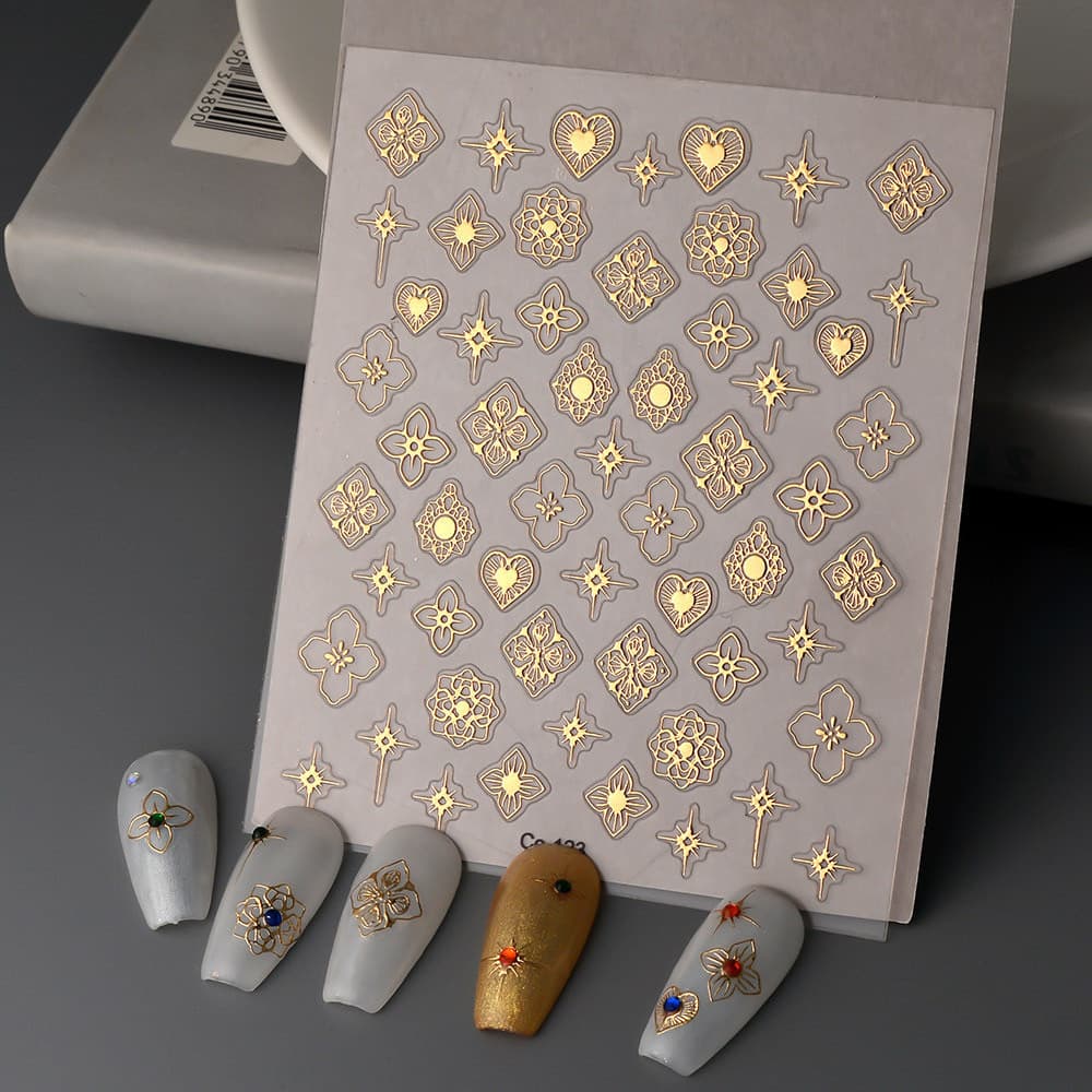 Fornecimento transfronteiriço Buchilifting dourado artesanato Manicure adesivos diamante DIY decalques de unhas à prova