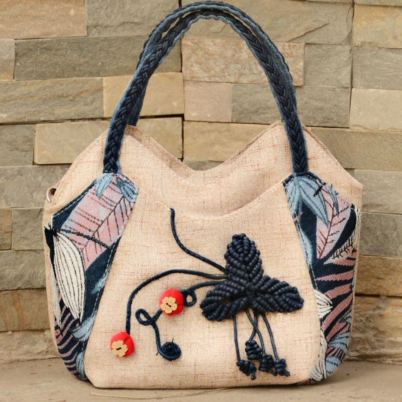 Bolsa feminina de meia-idade, bolsa de mãe, bolsa de mão estilo étnico, bolsa de ombro casual, bolsa leve, bolsa feminin