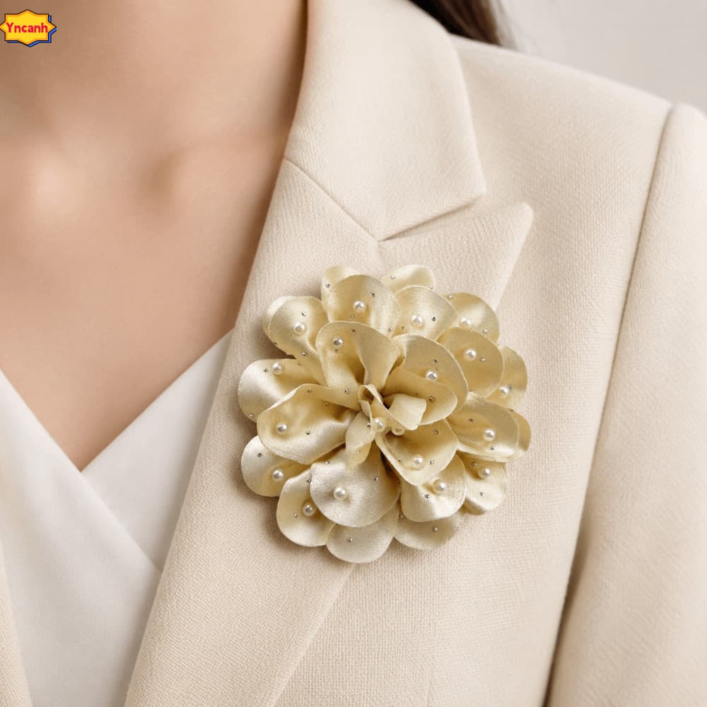Broche De Flor De Tecido YNCANH , Luxuoso De Tamanho De 13 Cm , Corpete Elegante Feito À Mão