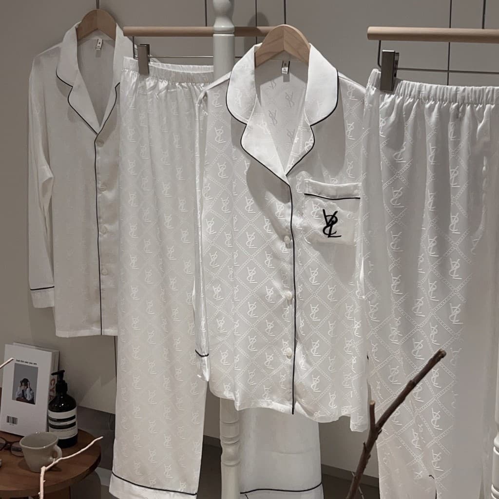 Pijamas masculinos pijamas de seda gelo pijamas masculinos verão fino Jacquard cetim Street Wear casal pijamas